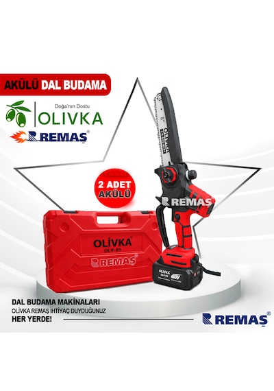 Olivka Olv- 65  Dal Budama Otomatik Yağlama Digital Akülü Testere 4.0 Ah Şarj Cihazı 2 Akülü