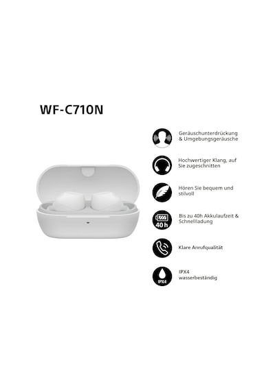 Sony Wf-c710n - Gerçek Kablosuz Gürültü Önleyici Kulaklık, Hafif, Dokunarak Çalıştırma, Çok Noktalı Bağlantı, Ipx4, 40 Saate Kadar Pil, Hızlı Şarj, İos Ve Android Uyumlu, Beyaz Sony Wf-c710n - Gerçek Kablosuz Gürültü Önleyici Kulaklık, Hafif, Dokunarak Çalıştırma, Çok Noktalı Bağlantı, Ipx4, 40 Saate Kadar Pil, Hızlı Şarj, İos Ve Android Uyumlu, Beyaz