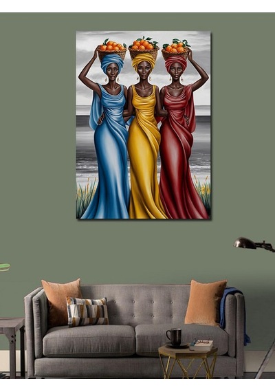 Kanvas Tablo Meyve Sepetleri Ve Kadınlar 50cmx70cm
