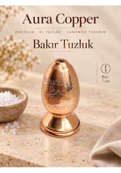 El İşlemeli Bakır Tuzluk Dekoratif Sofra Tuzluğu Ve Baharatlık Ac-tz-007