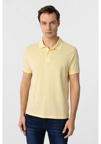 Süvari Sarı Slim Fit Düz Polo Yaka Tişört