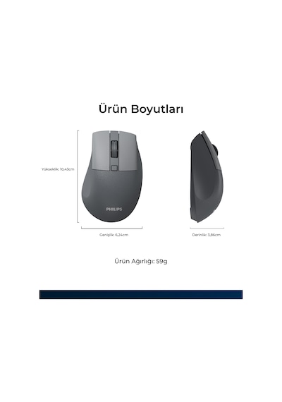 Philips SPK7528 Kablosuz Bluetooth 1600DPI 5 Tuşlu Sessiz Optik Mouse