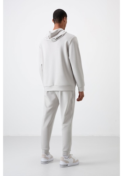 Tommy Life Taş Pamuklu Kalın Yumuşak Dokulu Comfort Fit Nakışlı Erkek Eşofman Takım - 85255 Taş Rengi Taş