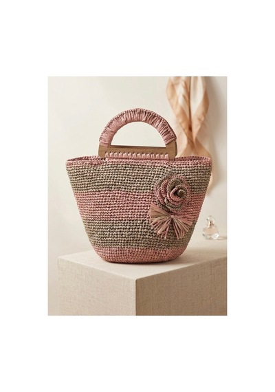 Mayrem Kadın Hasır Örgüsü Çanta Pembe