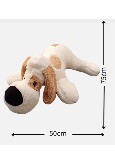 Yatan Peluş Köpek 75 Cm Sevimli Ve Konforlu Uyku Yastığı Ve Sarılma Arkadaşı Dekoratif Oyuncak Ekru
