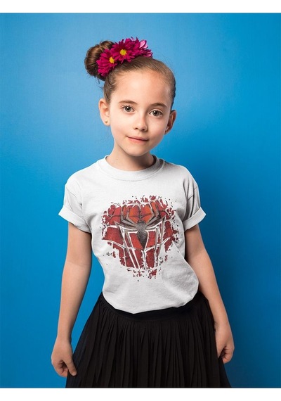 Sevbano Örümcek Adam Logo Baskılı Unisex Spider-man Film Çocuk Tişört 1- Beyaz