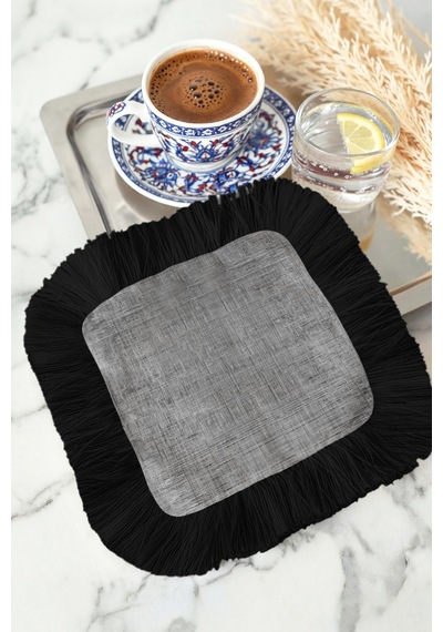 Lüks Modern Saçaklı Gösterişli Sunum Servis Altlığı Mendil - Rustik Gri Siyah Sunumluk Peçete Mat Fırtına Yosun Lüks Modern Saçaklı Gösterişli Sunum Servis Altlığı Mendil - Rustik Gri Siyah Sunumluk Peçete Mat Fırtına Yosun