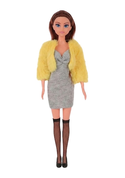 Good Girl 30 Cm Kürklü Ceketli Ve Çizmeli Moda Bebeği - Şık Aksesuarlı Manken Oyuncak Bebek Sarı