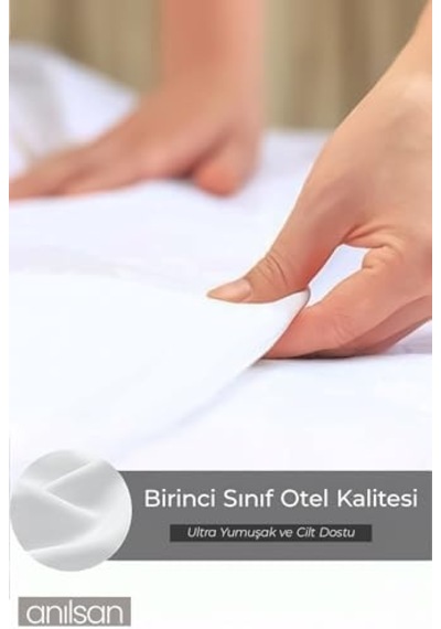 Düz Beyaz Çift Kişilik Lastikli Çarşaf Düğmeli Nevresim Takım%100 Pamuk 2 Adet Yastık Kılıf, 83tel Diğer