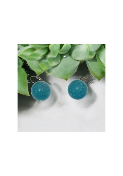 Dongyan Şık İmitasyon İnci Top Küpeler Gümüş Tonlu Ayarlamalı, Kadınlar İçin Blingbling Tasarımıyla Buzlu Mavi