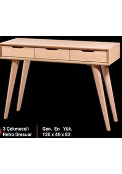 Dresuar Torna Tombul Model Ahşap Kayın Retro Ayak Mdf Tabla  Parla Ahşap