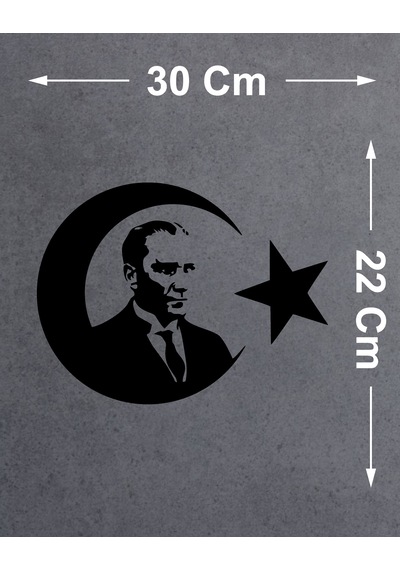 Atatürk Ve Türk Bayrağı Sticker - Araba Oto Motosiklet Karavan Araç Cam Sticker - 00218 30x22 Cm