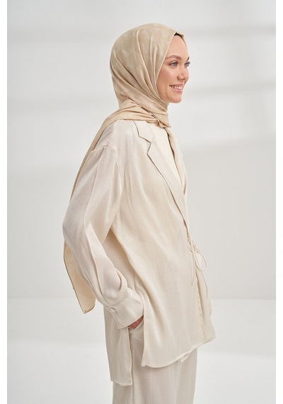 Armanda Cotton Monogram Geometrik Desen Şal 3120 Bej