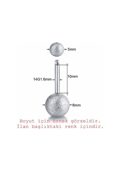 Pembe Sarı Renkli Muz Göbek 8Mm Top Uçlu Çelik Piercing P455G Pembe