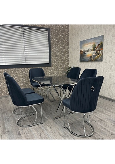 Asalet Mutfak Yemek Masası Takımı- 6 Kişilik Mutfak Masa Sandalye Takımı- Mutfak Masası Takımı Siyah Antrasit Asalet Mutfak Yemek Masası Takımı- 6 Kişilik Mutfak Masa Sandalye Takımı- Mutfak Masası Takımı Siyah Antrasit
