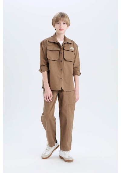 DeFacto Erkek Çocuk Loose Fit Beli Lastikli Twill Pantolon D9850A825SPBG80 DeFacto Erkek Çocuk Loose Fit Beli Lastikli Twill Pantolon D9850A825SPBG80