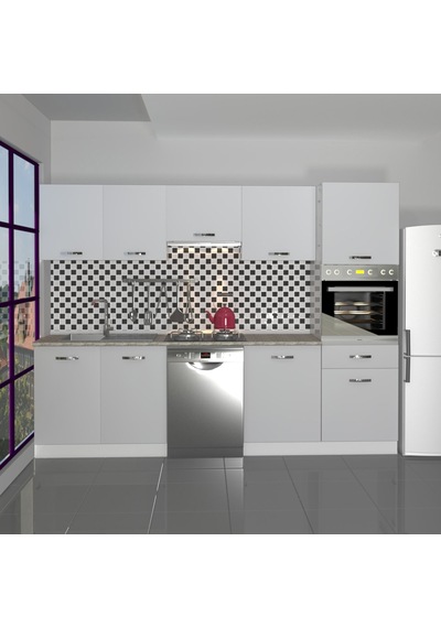 Decoraktiv Elite 280 Ankastre Boy Dolaplı Mdf Hazır Mutfak Dolabı - Tezgah Dahil - Buz Gri Açık Gri Decoraktiv Elite 280 Ankastre Boy Dolaplı Mdf Hazır Mutfak Dolabı - Tezgah Dahil - Buz Gri Açık Gri