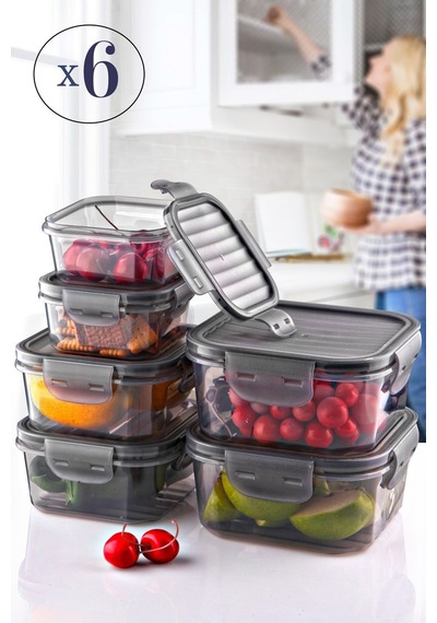 KitchenLife 6'lı Tam Vakumlu Kilitlli Erzak Saklama Kabı Seti -hava Geçirmez 400ml+800ml+1400ml Sızdırmaz