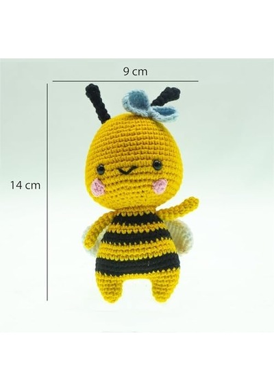 Amigurumi Arı Figür 14 Cm El Yapımı Pamuk İp Örgü Dekoratif Obje