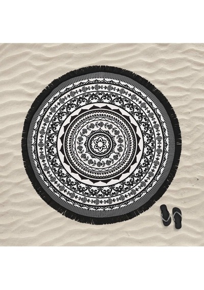 Mandala 4 Yuvarlak Plaj Havlusu Açık