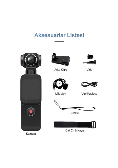 Pocket 5k Aksiyon Kamerası 4k/60fps Video, 75mp Fotoğraf, 270 Dönebilen Lensli 1.69 İnç Dokunmatik Lcd Ekranlı, 150 Geniş Açılı Wifi Destekli Mini Vlog Kamera