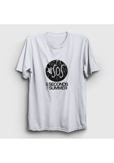Presmono Unisex Logo 5 Seconds Of Summer T-shirt Beyaz