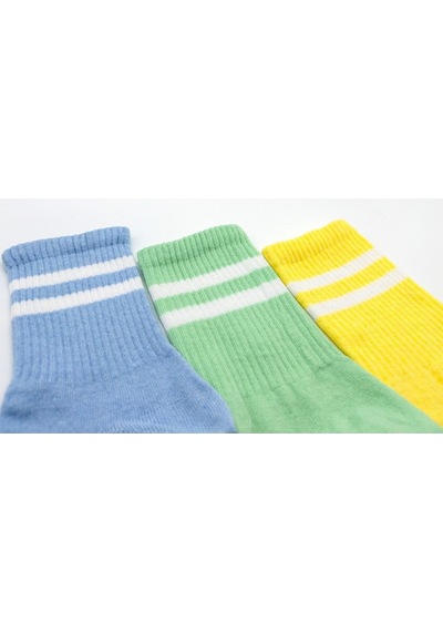 Socks 6 Çift Kadın Soft Renkler Tenis Çorabı Lacivert Pembe Somon Sarı Yeşil Mavi