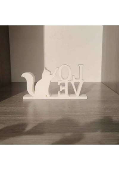 Aşkın Ve Sevginin En Tatlı Hali: 3d Baskı 'love' Kedi Figürlü Dekoratif Masa Üstü Objesi 9 X 14