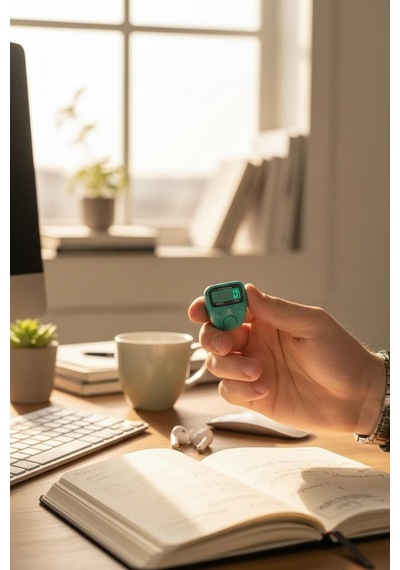 Led'li Mini Yüzük Zikirmatik Her 100'de Uyarı Veren Dijital Zikir Sayacı Yeşil Beyaz