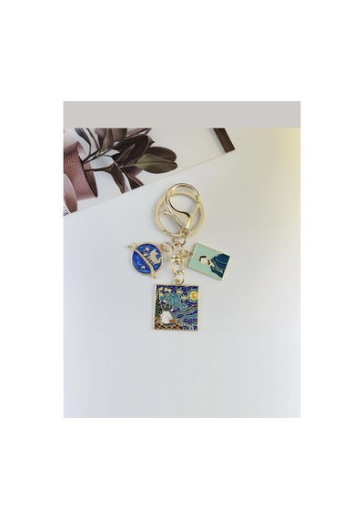 Yıldızlı Gece - Van Gogh Metal Charm Anahtarlık Çok Renkli Çok Renkli