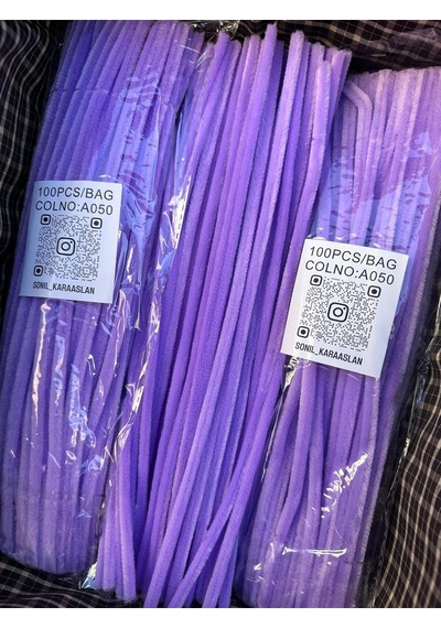 Şönil A050 Lila30 Cm Lila Tüylü Hobi Çubuğu Şönil- 100'lü Paket