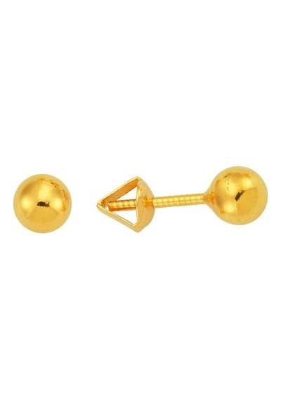 22 Ayar Altın Top Küpe Kalemli 1.20 Gram