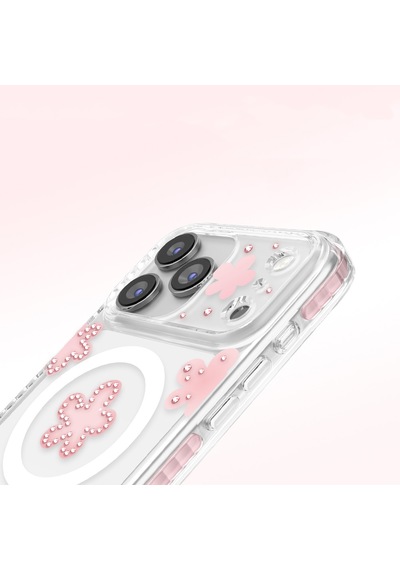 İphone 18 Pro Max Uyumlu Kılıf M-safe Şarj Özellikli Zore Paris Elvo Sert Pc Kapak Pembe