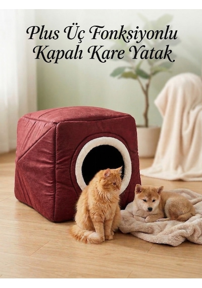 Plus Çok Fonksiyonlu Kedi Köpek Kare Yatak