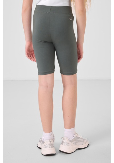 Tommylife Haki Pamuklu Kısa Paça Standart Fit Basic Kız Çocuk Tayt - 75188 Haki