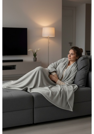 Evoria Wellsoft Peluş Tek Kişilik Tv Battaniyesi 150x200cm Açık Gri