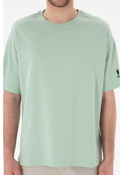 U.S. Polo Assn. Erkek Oversize Fit Bisiklet Yaka Su Yeşili Tişört 50305859-VR048