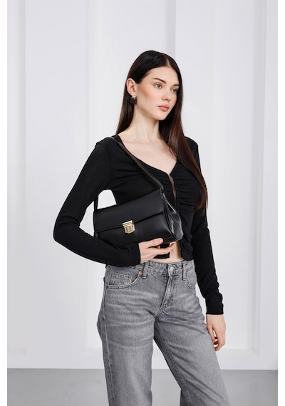 Shule Bags Lauren City Baget Çanta Siyah Siyah