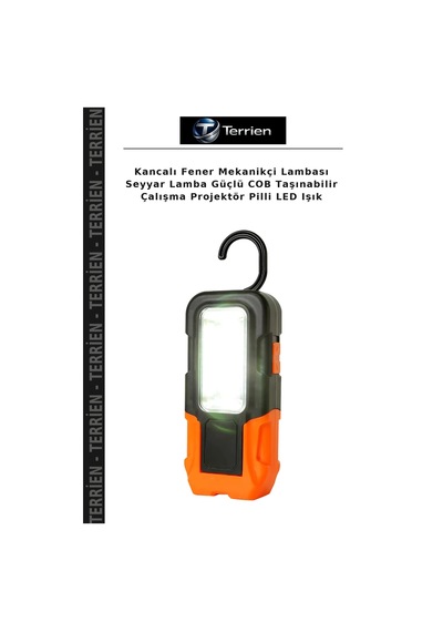 Kancalı Fener Mekanikçi Lambası Seyyar Lamba Güçlü Cob Taşınabilir Çalışma Projektör Pilli Led Işık