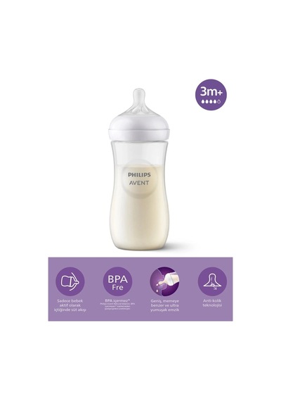 Mey İthalat Doğal Tepkili Natural Response Pp Biberon 330 Ml 3+ Ay