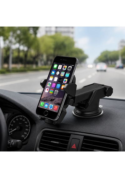Teknoway Tw775 Vantuzlu Uzayabilen Araç İçi Telefon Tutucu Siyah