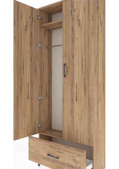Arges Dolap 2 Raflı Tek Çekmeceli Tek Askılı 88x30x221 Çam-çam Çam