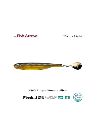 Fish Arrow Flash J Spin Elastomer Sw 10cm 4'' 103 Purple Weenie Silver Silikon Balık 3 Adet