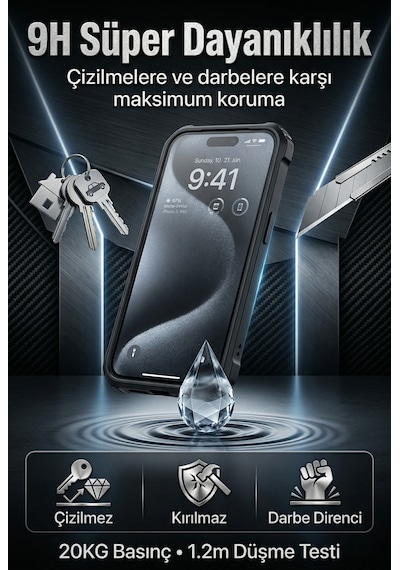 Shadow X Privacy Glass 28 Gizlilikli Temperli Ekran Koruyucu 9h Sertlik Af Kaplama Hd Netlik 360 Esnek Tasarım - Apple Uyumlu iPhone 16 Pro Max