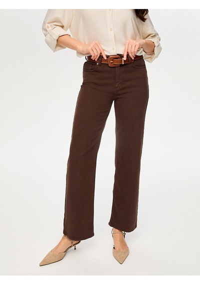 Faik Sönmez Wide Leg Fit Likralı Jean Pantolon S26jpn015 Us26jpn01583 Koyu Kahve