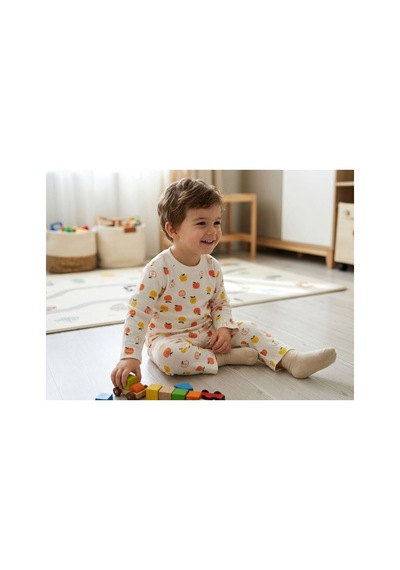 Veramoni Bebek Takım Al Üst Pamuklu Baskılı Turuncu