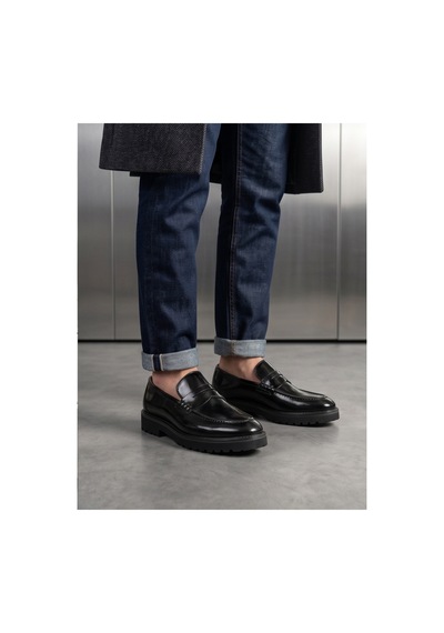 Crc Ayakkabı Siyah Deri Chunky Derby Ayakkabı - Modern Silhouette Design