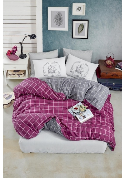 Newhome Ranforce Çift  Kişilik Nevresim Takımı Trendy colors Mor
