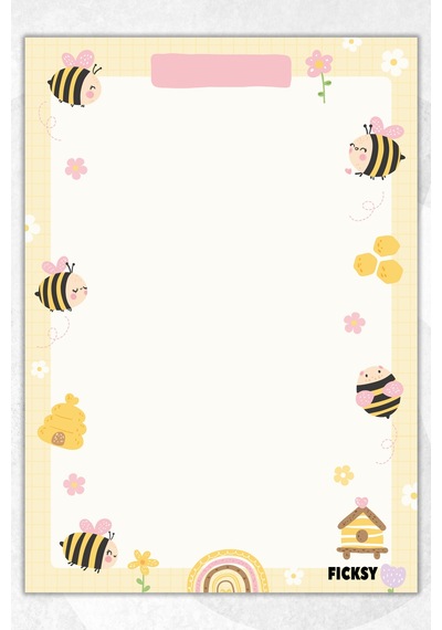 A5 Arı Bloknot Çizgisiz Defter - 50 Yaprak - Memopad - Notepad - Not Defteri - Not Kağıdı Sarı Sarı