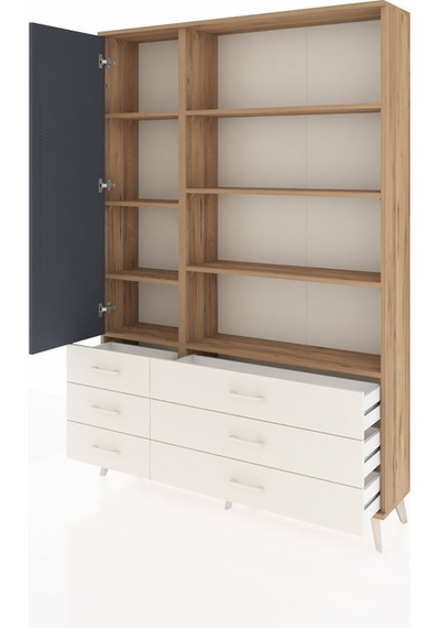 Arges Dolap 8 Raflı 6 Çekmeceli Tek Kapaklı 132x30x195 Çam-antrasit/aytaşı Antrasıt/aytası Arges Dolap 8 Raflı 6 Çekmeceli Tek Kapaklı 132x30x195 Çam-antrasit/aytaşı Antrasıt/aytası